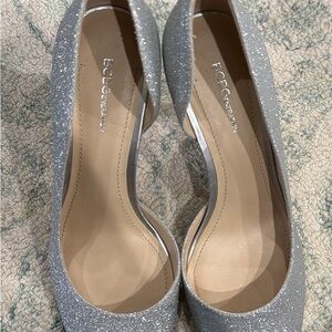BCBG Generation Silver Glitter Pointed-Toe Women's Flats